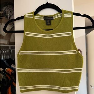 Green Fitted Crop Tank Top